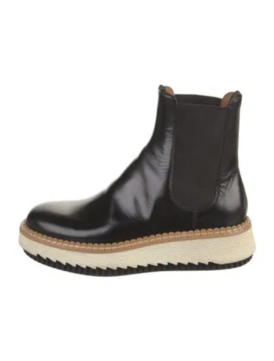Pre-owned Chloé Leather Chelsea Boots In Black