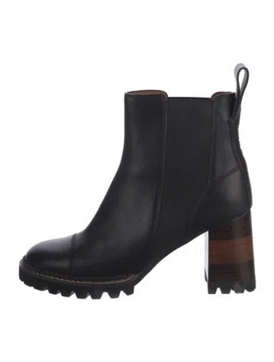 Pre-owned Chloé Leather Chelsea Boots In Black/blue