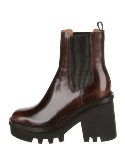 Pre-owned Chloé Leather Chelsea Boots In Brown