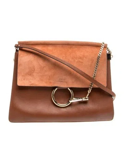Pre-owned Chloé Leather Chloe Faye Medium In Brown