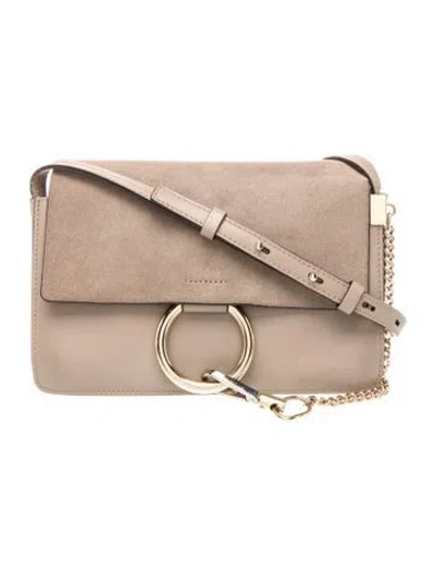 Pre-owned Chloé Leather Chloe Faye Shoulder Bag Small In Neutral