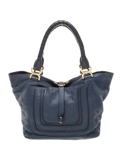 Pre-owned Chloé Leather Chloe Marcie Large In Blue