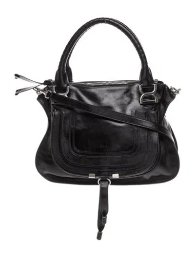 Pre-owned Chloé Leather Chloe Marcie Medium In Black