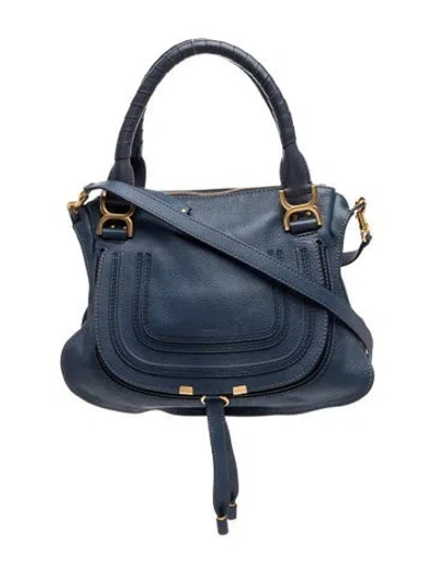 Pre-owned Chloé Leather Chloe Marcie Medium In Blue