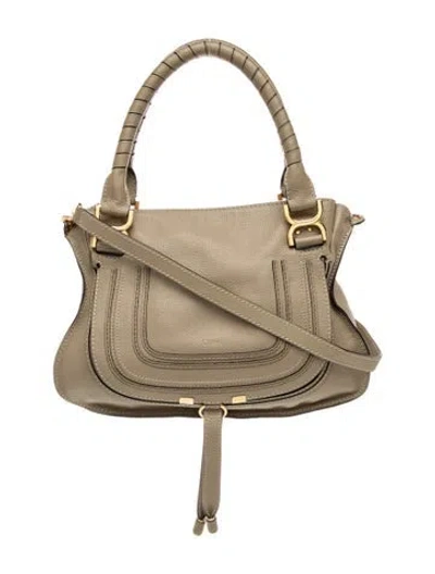 Pre-owned Chloé Leather Chloe Marcie Medium In Neutral