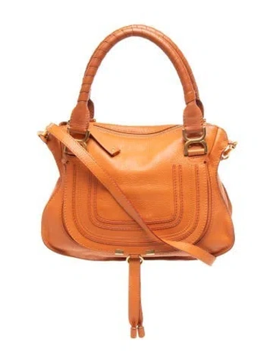 Pre-owned Chloé Leather Chloe Marcie Medium In Orange