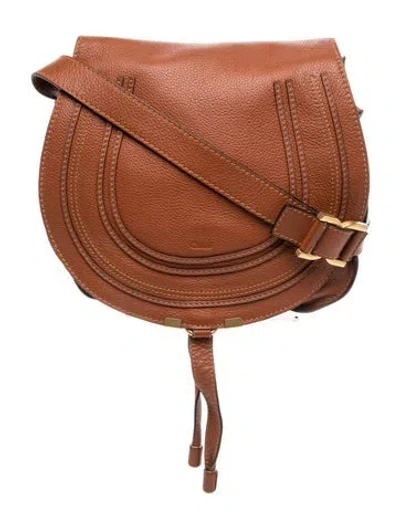 Pre-owned Chloé Leather Chloe Marcie Saddle Medium In Brown