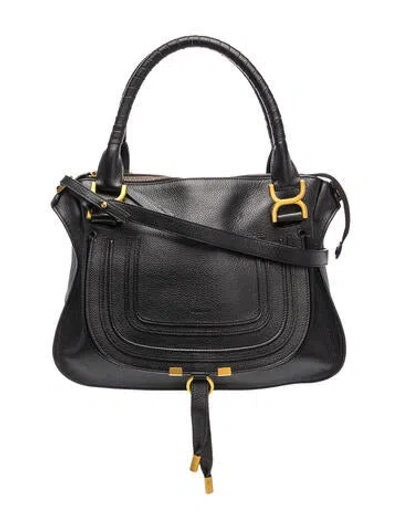 Pre-owned Chloé Leather Chloe Marcie Satchel Medium In Black