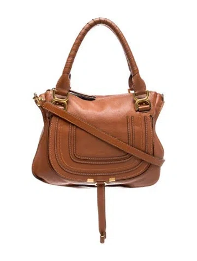 Pre-owned Chloé Leather Chloe Marcie Satchel Small In Brown