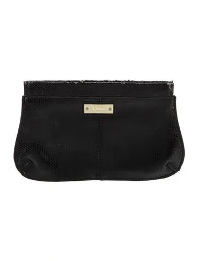 Pre-owned Chloé Leather Clutch In Black