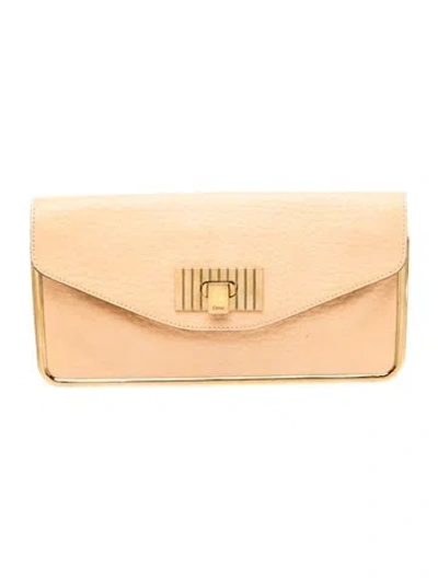 Pre-owned Chloé Leather Clutch In Neutral