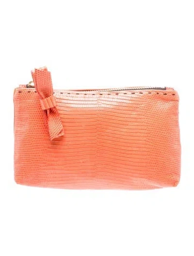 Pre-owned Chloé Leather Clutch In Orange