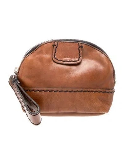 Pre-owned Chloé Leather Clutch Vintage In Brown