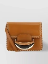 CHLOÉ LEATHER CLUTCH WITH CHAIN AND STITCHING