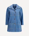 Chloé Cowhide Leather Coat With Patch Pockets In Blue