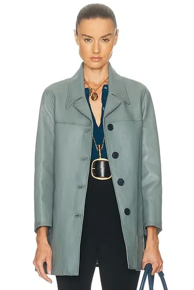 Chloé Paneled Leather Jacket In Blue