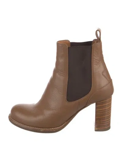 Pre-owned Chloé Leather Colorblock Pattern Chelsea Boots In Brown