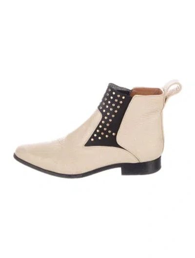 Pre-owned Chloé Leather Colorblock Pattern Chelsea Boots In Neutral