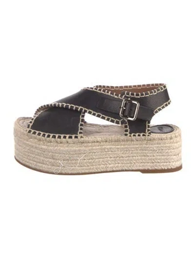 Pre-owned Chloé Leather Colorblock Pattern Espadrilles In Black