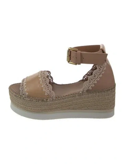 Pre-owned Chloé Leather Colorblock Pattern Espadrilles In Brown