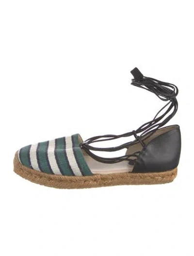 Pre-owned Chloé Leather Colorblock Pattern Espadrilles In Green