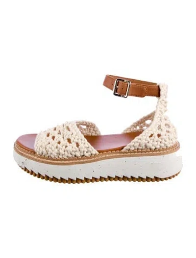 Pre-owned Chloé Leather Colorblock Pattern Espadrilles In Neutral