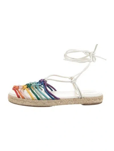 Pre-owned Chloé Leather Colorblock Pattern Espadrilles In White