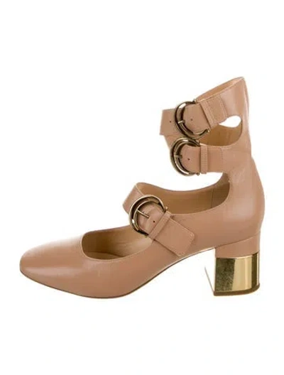Pre-owned Chloé Leather Colorblock Pattern Lace-up Boots In Neutral