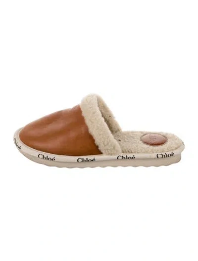 Pre-owned Chloé Leather Colorblock Pattern Mules In Brown
