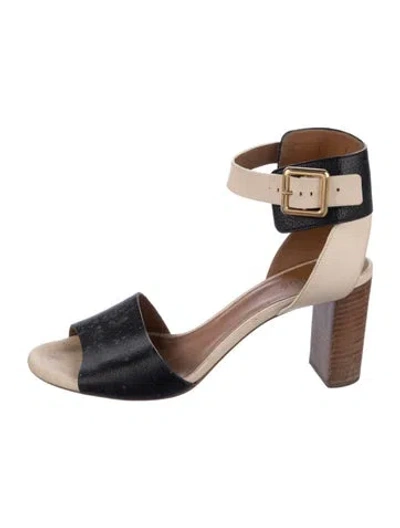 Pre-owned Chloé Leather Colorblock Pattern Sandals In Black