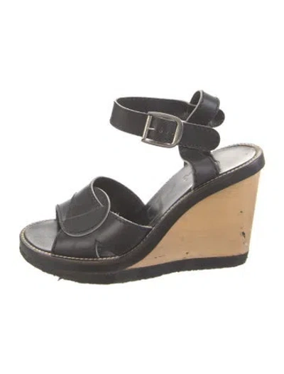 Pre-owned Chloé Leather Colorblock Pattern Sandals In Black