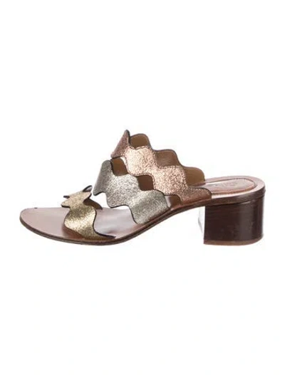 Pre-owned Chloé Leather Colorblock Pattern Slides