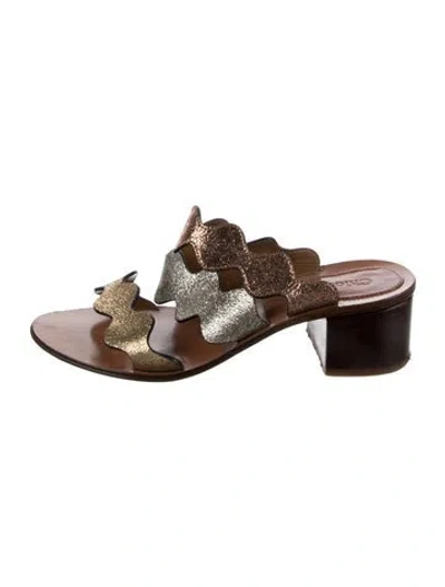 Pre-owned Chloé Leather Colorblock Pattern Slides