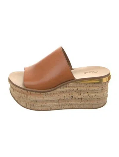 Pre-owned Chloé Leather Colorblock Pattern Slides In Brown