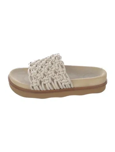 Pre-owned Chloé Leather Colorblock Pattern Slides In Gray