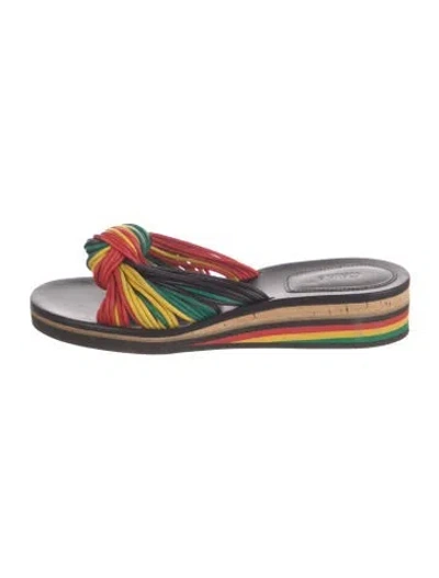 Pre-owned Chloé Leather Colorblock Pattern Slides In Multi