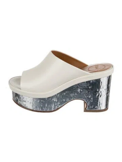 Pre-owned Chloé Leather Colorblock Pattern Slides In Neutral
