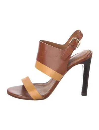 Pre-owned Chloé Leather Colorblock Pattern Slingback Sandals In Brown
