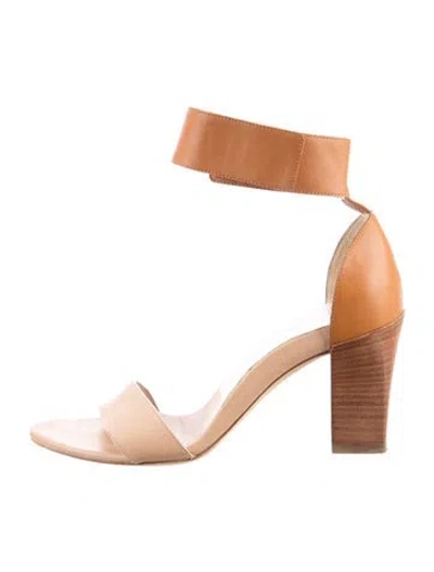 Pre-owned Chloé Leather Colorblock Pattern Slingback Sandals In Neutral