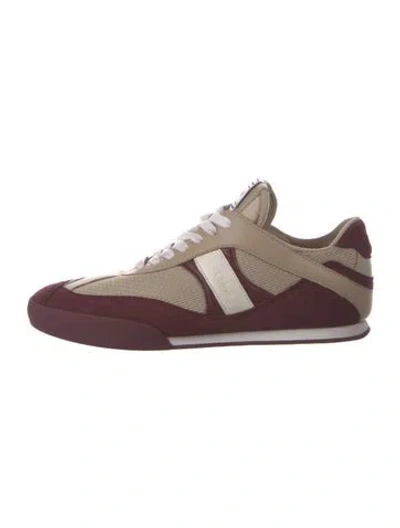 Pre-owned Chloé Leather Colorblock Pattern Sneakers In Burgundy