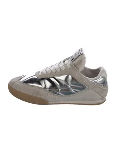 Pre-owned Chloé Leather Colorblock Pattern Sneakers In Gray
