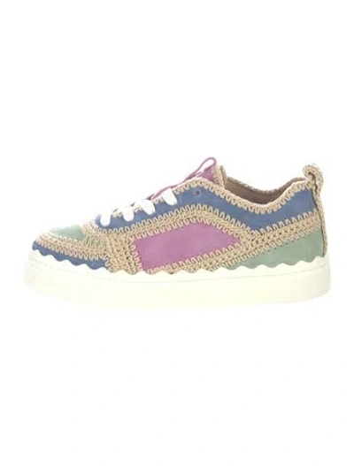 Pre-owned Chloé Leather Colorblock Pattern Sneakers In Multi
