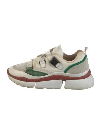 Pre-owned Chloé Leather Colorblock Pattern Sneakers In Neutral