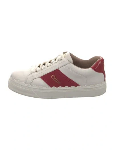 Pre-owned Chloé Leather Colorblock Pattern Sneakers In White