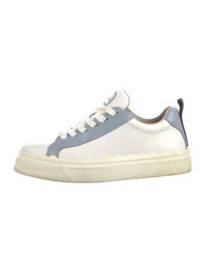 Pre-owned Chloé Leather Colorblock Pattern Sneakers In White
