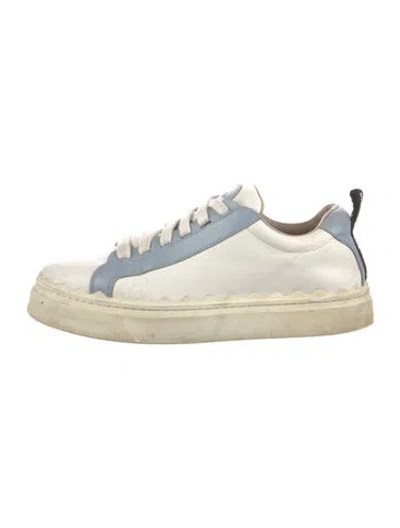 Pre-owned Chloé Leather Colorblock Pattern Sneakers In White