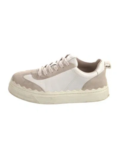 Pre-owned Chloé Leather Colorblock Pattern Sneakers In White