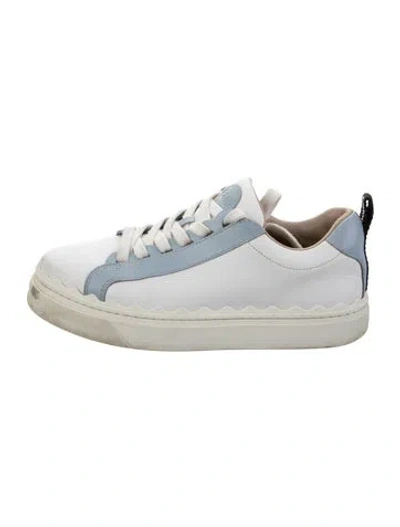 Pre-owned Chloé Leather Colorblock Pattern Sneakers In White