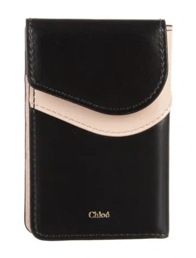 Pre-owned Chloé Leather Colorblock Pattern Wallet In Black