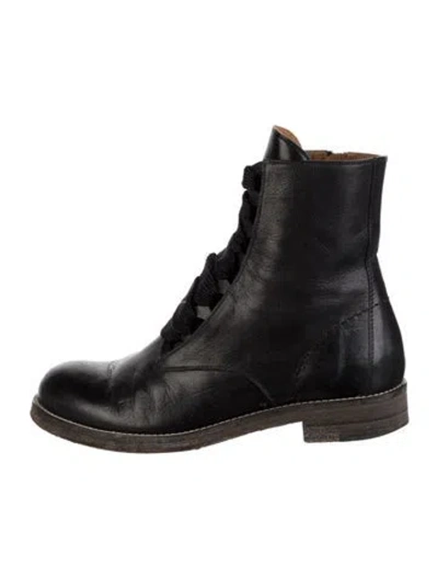 Pre-owned Chloé Leather Combat Boots In Black